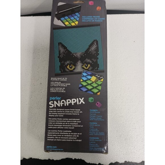 Perler Snappix Kit With Frame Peek A Boo Cat 2203 Pieces 12"x12" Square Bead NEW - Picture 6 of 7
